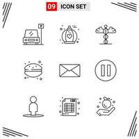 9 Icons Line Style Grid Based Creative Outline Symbols for Website Design Simple Line Icon Signs Isolated on White Background 9 Icon Set vector