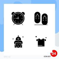 Modern Pack of 4 Icons Solid Glyph Symbols isolated on White Backgound for Website designing vector