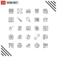 25 Universal Lines Set for Web and Mobile Applications map kaba sign khana chinese Editable Vector Design Elements