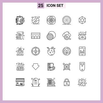 conjunto de 25 líneas vectoriales en cuadrícula para elementos de diseño vectorial editables de globo de comida artificial dulce de moneda vector