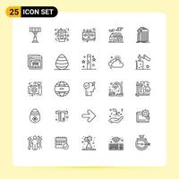 Pack of 25 creative Lines of banking real estate bag sun home Editable Vector Design Elements