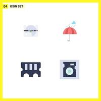 Pack of 4 Modern Flat Icons Signs and Symbols for Web Print Media such as calendar weather time camping memory Editable Vector Design Elements