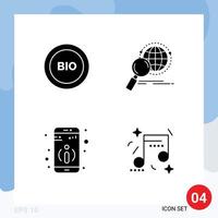 Universal Solid Glyph Signs Symbols of bio world energy globe information Editable Vector Design Elements