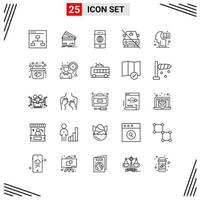 25 Icons Line Style Grid Based Creative Outline Symbols for Website Design Simple Line Icon Signs Isolated on White Background 25 Icon Set vector