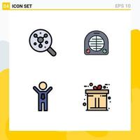 Group of 4 Filledline Flat Colors Signs and Symbols for search business science heating winner Editable Vector Design Elements