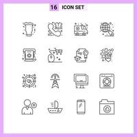 16 Universal Outlines Set for Web and Mobile Applications book search order internet medical Editable Vector Design Elements