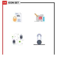 Modern Set of 4 Flat Icons and symbols such as banking pencil security art connection Editable Vector Design Elements