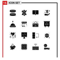 Modern Set of 16 Solid Glyphs and symbols such as cook space alert science dollar Editable Vector Design Elements