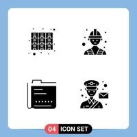 Set of 4 Vector Solid Glyphs on Grid for cabinet content files labour document Editable Vector Design Elements