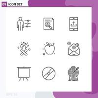 9 Creative Icons Modern Signs and Symbols of fire place upload cv smartphone mobile Editable Vector Design Elements