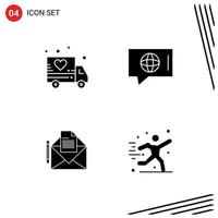 4 User Interface Solid Glyph Pack of modern Signs and Symbols of delivery fax chat service hobbies Editable Vector Design Elements