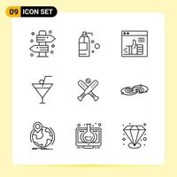 9 Creative Icons for Modern website design and responsive mobile apps 9 Outline Symbols Signs on White Background 9 Icon Pack vector