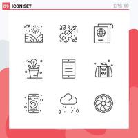 9 Outline concept for Websites Mobile and Apps cell plant document light fresh Editable Vector Design Elements
