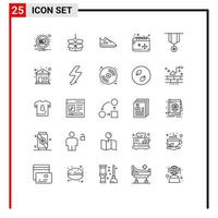 Modern Set of 25 Lines Pictograph of insignia badge exercise winter cold Editable Vector Design Elements