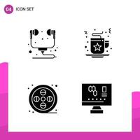 Glyph Icon set Pack of 4 Solid Icons isolated on White Background for responsive Website Design Print and Mobile Applications vector