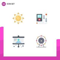 Group of 4 Modern Flat Icons Set for beach school ammeter multi meter browser Editable Vector Design Elements