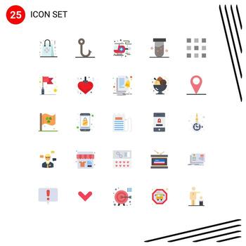 Paquete de 25 colores planos de interfaz de usuario de signos y símbolos modernos de botones de bloqueo de teclas elementos de diseño vectorial editables de laboratorio de bioquímica de ambulancia vector