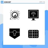 Modern 4 solid style icons Glyph Symbols for general use Creative Solid Icon Sign Isolated on White Background 4 Icons Pack vector