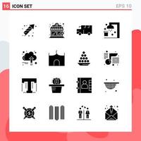 Collection of 16 Vector Icons in solid style Modern Glyph Symbols for Web and Mobile Solid Icon Sign Isolated on White Background 16 Icons