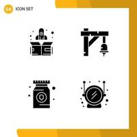 4 Solid Glyph concept for Websites Mobile and Apps rocket pharmacy bell transportation helmet Editable Vector Design Elements