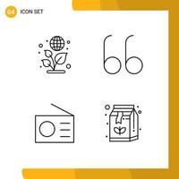 4 Creative Icons Modern Signs and Symbols of earth beverage open gadgets coffee Editable Vector Design Elements