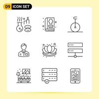 9 Creative Icons for Modern website design and responsive mobile apps 9 Outline Symbols Signs on White Background 9 Icon Pack vector