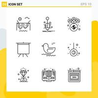 Collection of 9 Universal Line Icons Icon Set for Web and Mobile vector