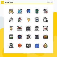 Concepto de color plano de 25 líneas rellenas para sitios web móviles y configuración de aplicaciones configuración de elementos de diseño de vectores editables de texto móvil de agua