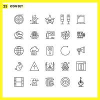 25 Icon Set Simple Line Symbols Outline Sign on White Background for Website Design Mobile Applications and Print Media vector