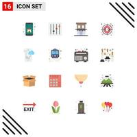 Modern Set of 16 Flat Colors Pictograph of cloud target estate look eye Editable Pack of Creative Vector Design Elements