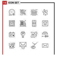 16 General Icons for website design print and mobile apps 16 Outline Symbols Signs Isolated on White Background 16 Icon Pack vector