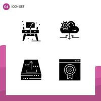 4 Creative Icons Modern Signs and Symbols of home box table gear office Editable Vector Design Elements