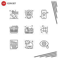 Collection of 9 Vector Icons in Line style Pixle Perfect Outline Symbols for Web and Mobile Line Icon Signs on White Background 9 Icons