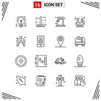 16 Icons Line Style Grid Based Creative Outline Symbols for Website Design Simple Line Icon Signs Isolated on White Background 16 Icon Set vector