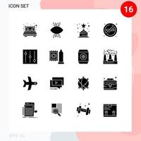 Group of 16 Solid Glyphs Signs and Symbols for tools place vision no trophy Editable Vector Design Elements