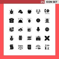 Universal Icon Symbols Group of 25 Modern Solid Glyphs of people communication straw hat business education Editable Vector Design Elements