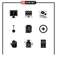 Set of 9 Solid Style Icons for web and mobile Glyph Symbols for print Solid Icon Signs Isolated on White Background 9 Icon Set vector