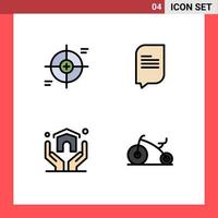 4 Universal Filledline Flat Color Signs Symbols of crosshair home scope conversation insurance Editable Vector Design Elements