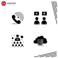 Collection of 4 Vector Icons in solid style Pixle Perfect Glyph Symbols for Web and Mobile Solid Icon Signs on White Background 4 Icons