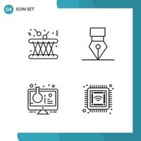 Vector Pack of 4 Outline Symbols Line Style Icon Set on White Background for Web and Mobile