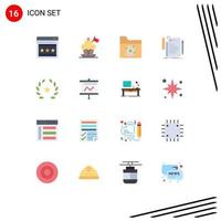 16 Flat Color concept for Websites Mobile and Apps cinema programming atom file code Editable Pack of Creative Vector Design Elements