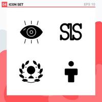 Collection of 4 Vector Icons in solid style Modern Glyph Symbols for Web and Mobile Solid Icon Sign Isolated on White Background 4 Icons