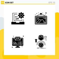 Collection of 4 Universal Solid Icons Icon Set for Web and Mobile vector