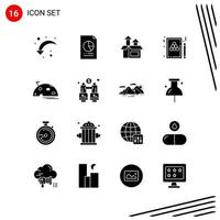 Collection of 16 Vector Icons in solid style Pixle Perfect Glyph Symbols for Web and Mobile Solid Icon Signs on White Background 16 Icons