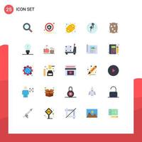 User Interface Pack of 25 Basic Flat Colors of bag bluetooth camping rope phone headphone Editable Vector Design Elements