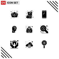 Pictogram Set of 9 Simple Solid Glyphs of switch manipulate phone human iphone Editable Vector Design Elements