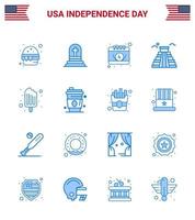 Group of 16 Blues Set for Independence day of United States of America such as cream usa american american building Editable USA Day Vector Design Elements
