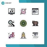 Modern Set of 9 Filledline Flat Colors Pictograph of cucumber magnifier coding in add Editable Vector Design Elements