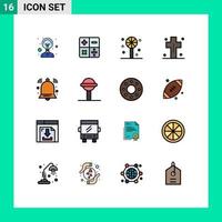 Mobile Interface Flat Color Filled Line Set of 16 Pictograms of signal bell holiday alert halloween Editable Creative Vector Design Elements