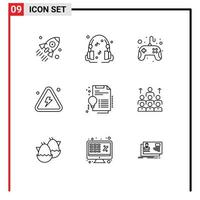 User Interface Pack of 9 Basic Outlines of certificate highly control pad fire combustible Editable Vector Design Elements